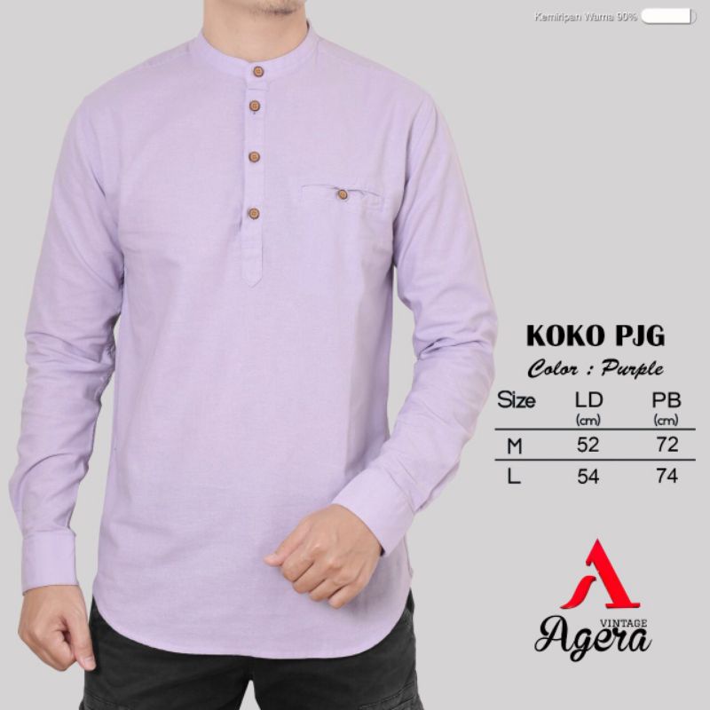 BAJU KEMEJA KOKO KEMKO PRIA LENGAN PANJANG KANCING 1/2 SOFT COTTON ALL NEW COLOR ORIGINAL TERBARU AGERA SAJUAK 2