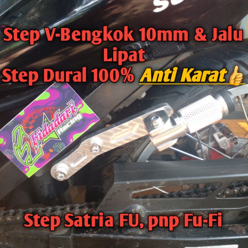 Step Boncengan Satria FU Versi-Bengkok 10mm & Jalu Lipat Dural Custom pnp Fu-Fi. Step Boncengers Sat