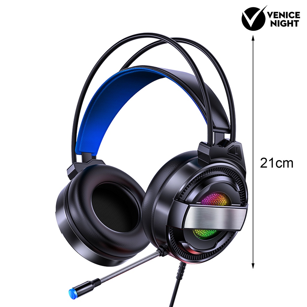 (VNEP) (Berkabel) Q3 Kontrol Kabel Headphone Mikrofon Dapat Diputar 120 Derajat ABS Gaming Stereo Surround Sound Headset untuk Gamer