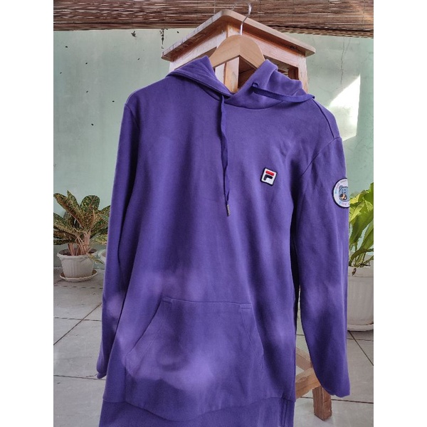 SECOND ORIGINAL BRAND FILA HOODIE UNGU/PURPLE UNISEX CEWEK COWOK UKURAN MEDIUM