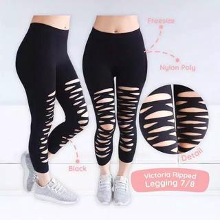Legging Sobek Wanita/Celana Legging Senam Sobek 7/8 Bahan Tebal/Legging Sport/Legging Zumba/Legging 