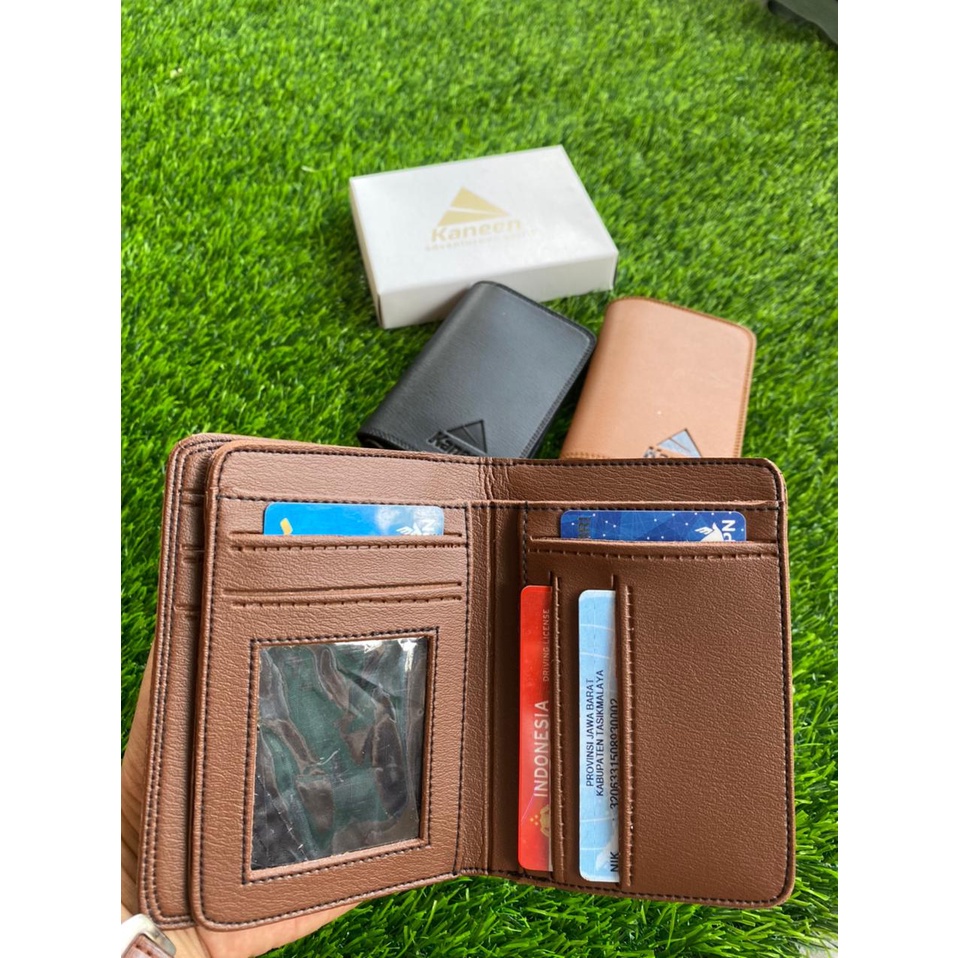 BIG SALE!! Dompet Lipat Pria 3/4 KANEEN Bahan Kulit PU Premium Original Classic Hitam Coklat Bonus Box