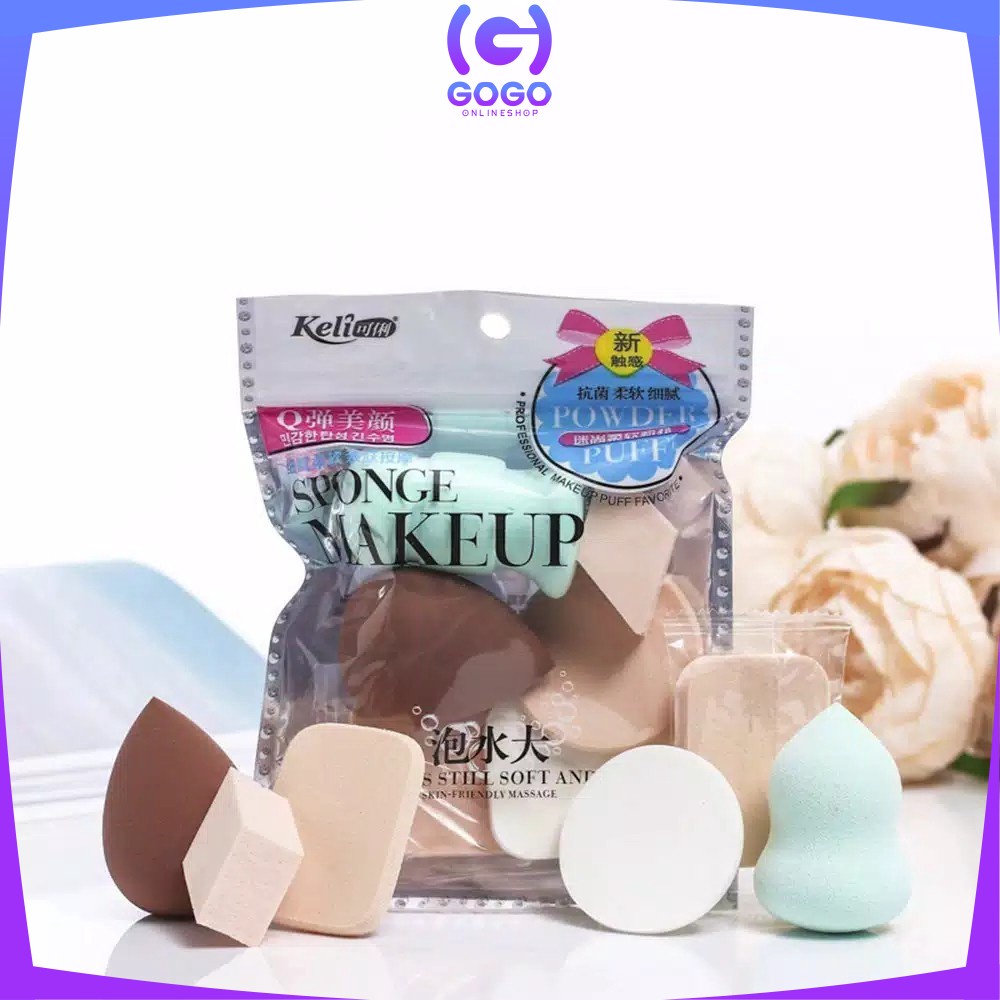 GOGO-K47 Spons Make Up 6 IN 1 Spon Foundation Pembersih Make Up Wajah Sponge Makeup Beauty Blender