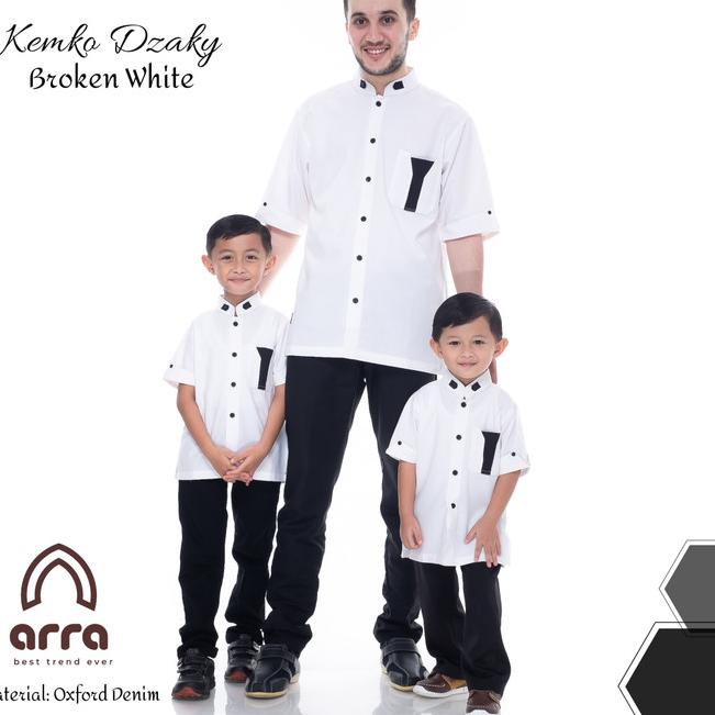 Baju Couple Keluarga Baju Lebaran Couple Sarimbit Keluarga Muslim - Putih, M-ANAK