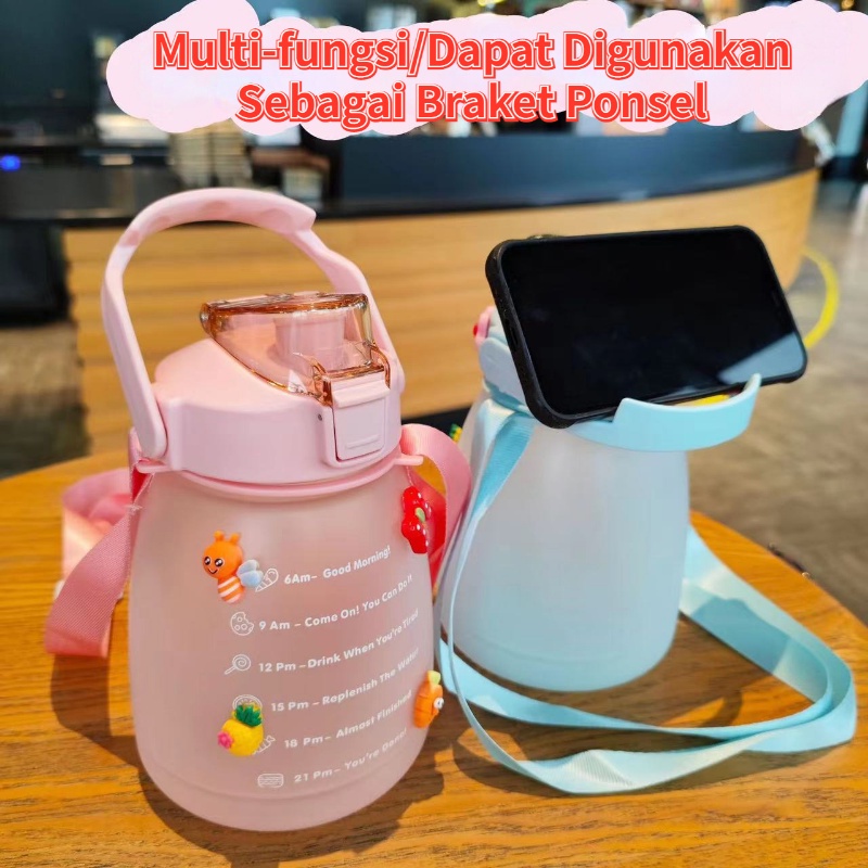 【FREE 2D&amp;3D STICKER】 Botol Minum 2 Liter Botol Minum Viral Botol Pelangi Botol Minum Motivasi