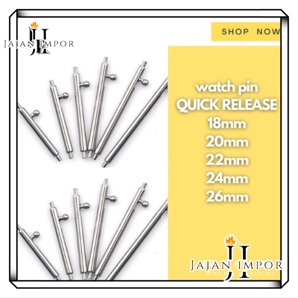 Spring bar Steel pin besi pengait strap jam tangan 16mm 18mm 20mm 22mm 24mm 26mm Quick Release Pin Spring Bar