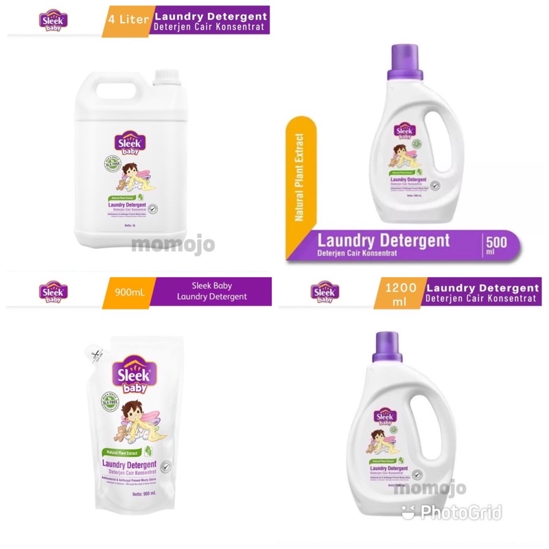 SLEEK Baby Laundry Detergent Deterjen Cair Botol | Refill | 900ml | 1200 ml | 4 Liter