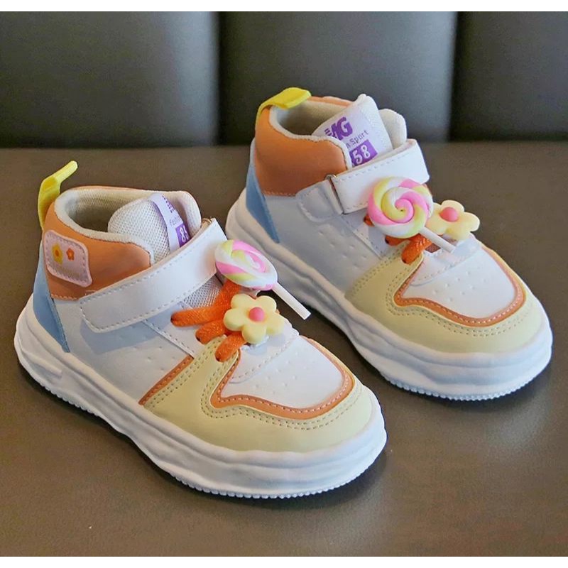 LittleShoes Sepatu Anak Boot Import CANDY SNEAKER Sepatu Sneaker Anak Motif Bunga dan Lolipop Size 21-32