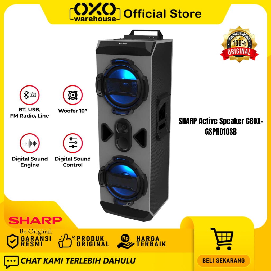 Sharp Speaker Active CBOX-GSPRO10SB Pro Series Bluetooth  Low Watt Garansi Resmi
