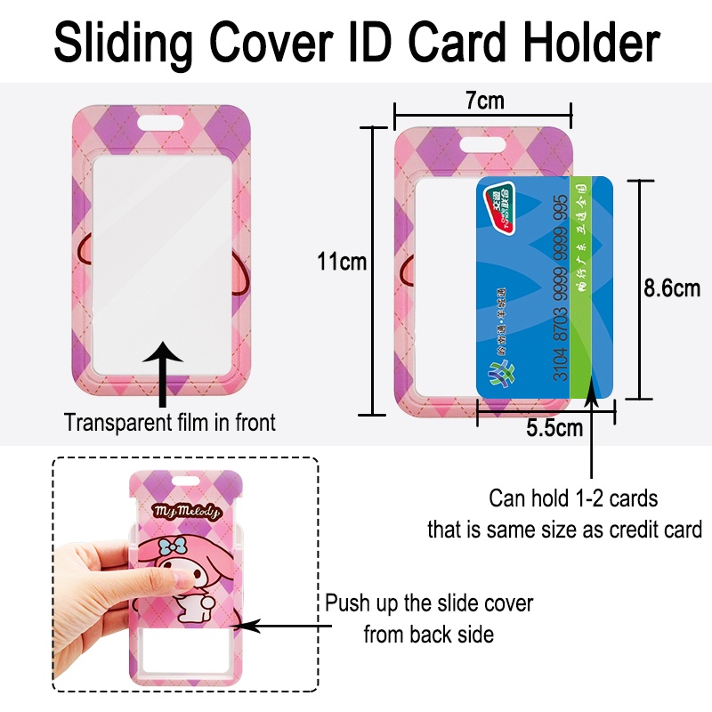 Sanrio Card Holder Dengan Telescopic Spring Rope Sling Untuk Pemegang ID Lencana Lucu Kartu Gantungan Kunci Anti-lost Sling Untuk Anak Perempuan fashion Hadiah