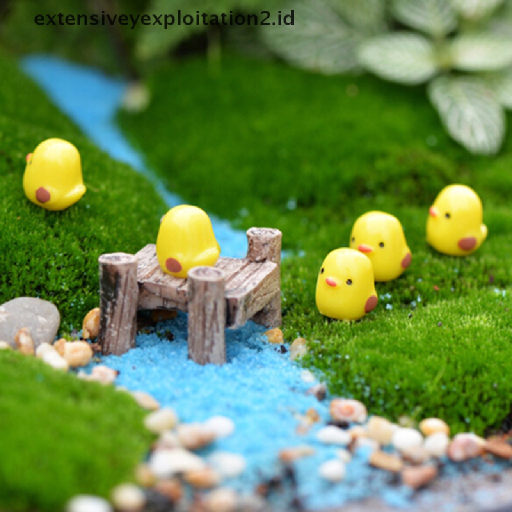 5 Pcs Miniatur Ayam Kuning mini Untuk Dekorasi Taman Rumah Boneka