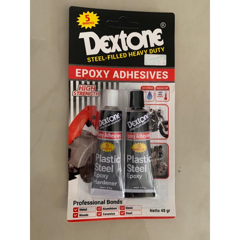 LEM DEXTONE 5 MENIT 48GR PLASTIC STEEL HARGA PER DUS ISI 12ST