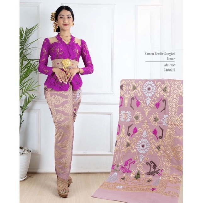 Kamen bordir katun lembaran motif songket