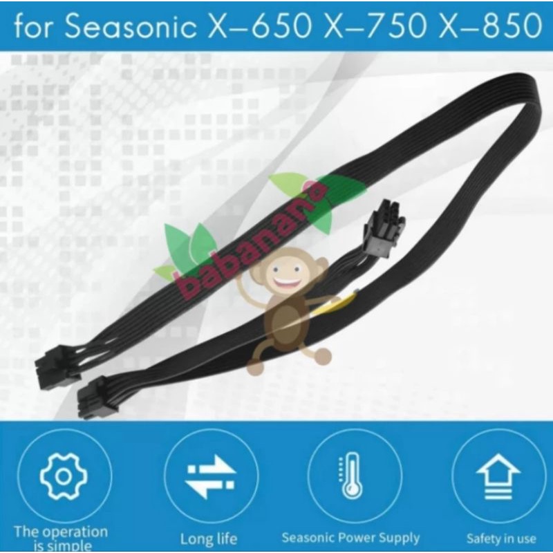 Kabel modular pcie 8 pin to 6+2 for Seasonic PSU gaming power vga psu