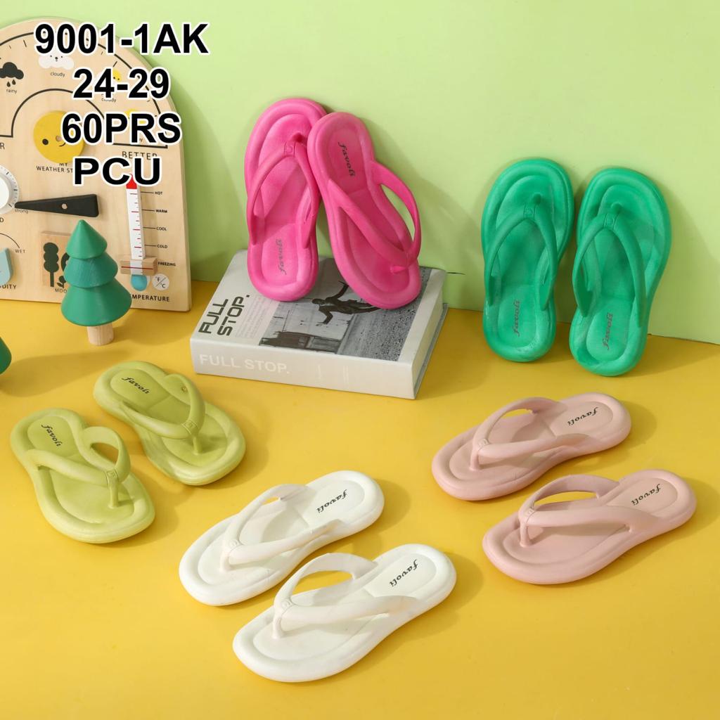 Sandal Jepit Anak Perempuan Rubber Import Flip Flop Polos Size 24-35 Winola Collection WNL 9001-1AK