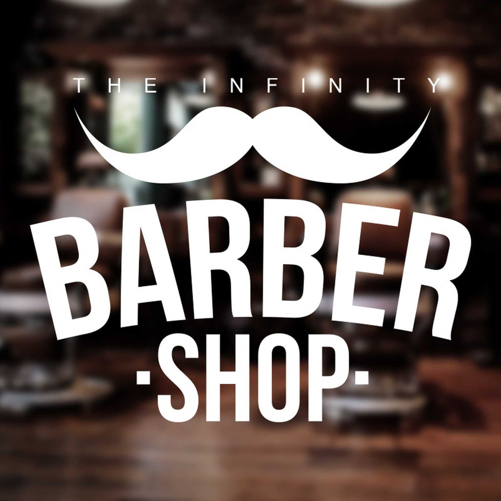 stiker kaca dinding barbershop kumis pangkas potong rambut keren