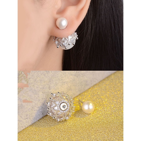 Anting stud Bentuk Mahkota Aksen Mutiara Gaya Retro Korea Untuk Wanita