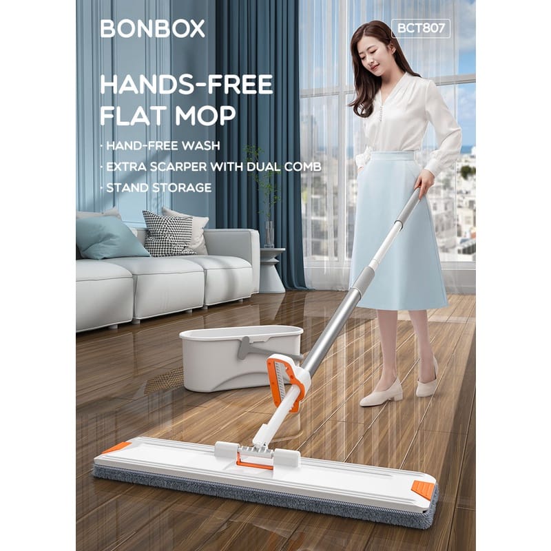 Pel Lantai Tarik Serbaguna Hands Free Flat Mop Cleaning Tools mop - BONBOX BCT807