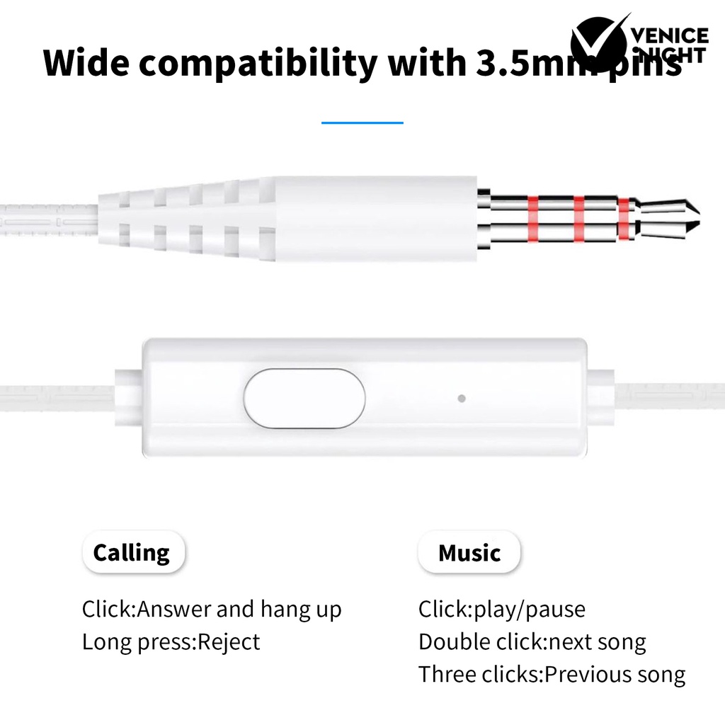 (VNEP) (Berkabel) X10A Earphone High Fidelity HD-kompatibel Panggilan Universal 3.5mm In-Ear Ponsel Earbud dengan MIC untuk Android