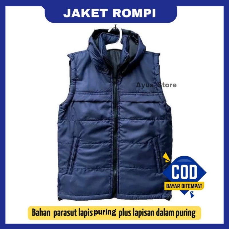 Jaket rompi motor tahan angin hitam dan nevy / jaket pria keren / Rompi vest pria /  jaket rompi motor Parasut Zipper Hoodie