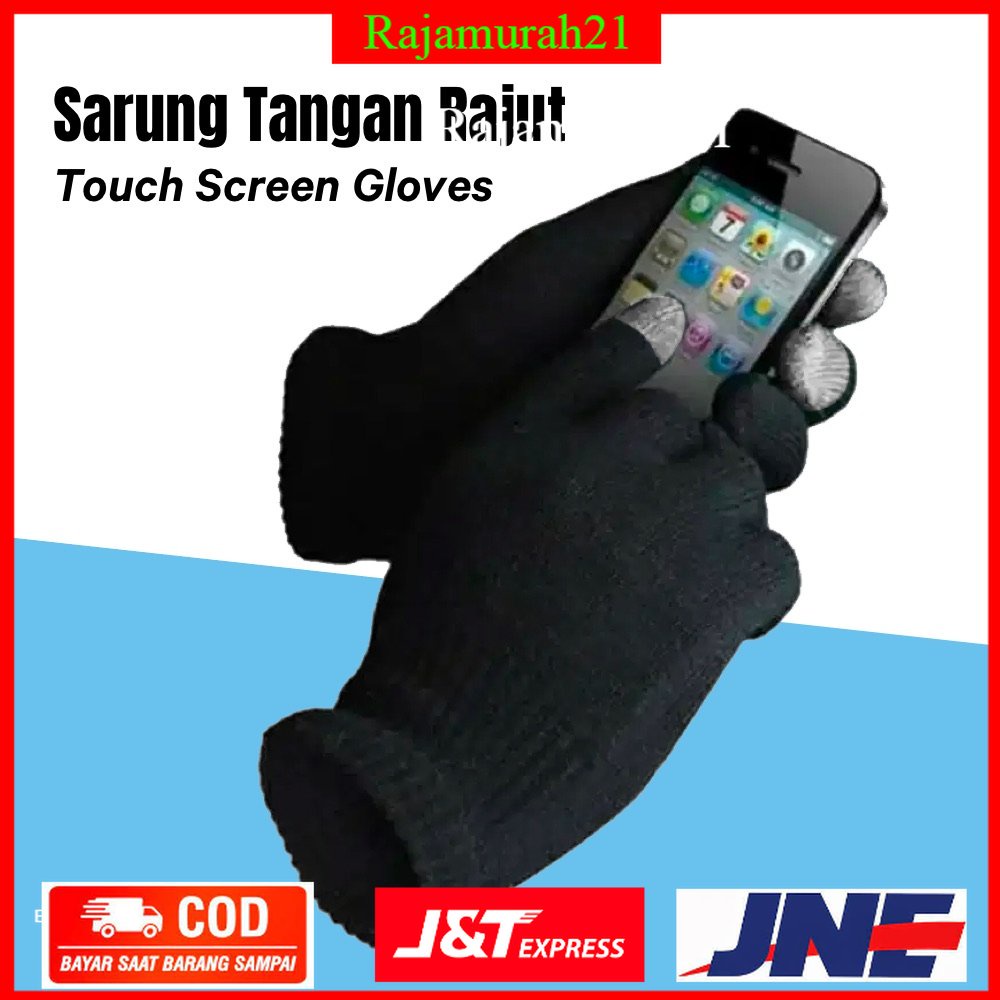 Sarung Tangan Rajut Touch Screen Gloves - 11771 - Black