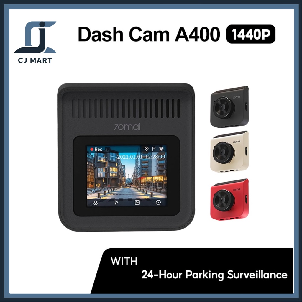 70mai Dash Cam A400 1440P HD Night Vision 145 FOV Set (Front+Rear Cam)