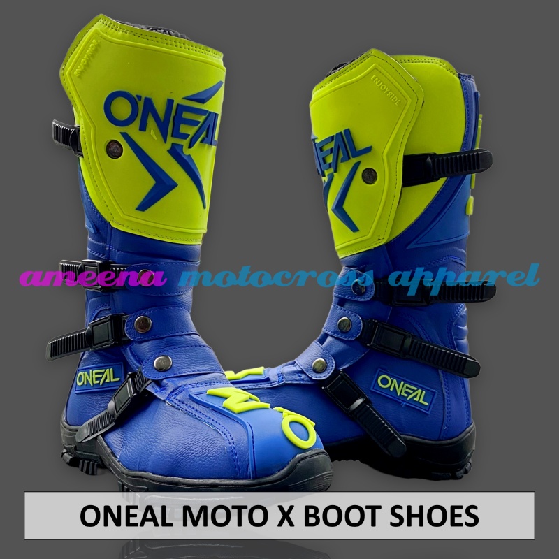 Sepatu MX Boots - Sepatu Trail - Sepatu Motocross - Sepatu Enduro - Sepatu Adventure - Fluogreen Blue