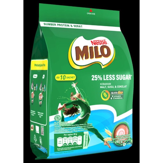 

MILO less sugar pouch bag 10x28g
