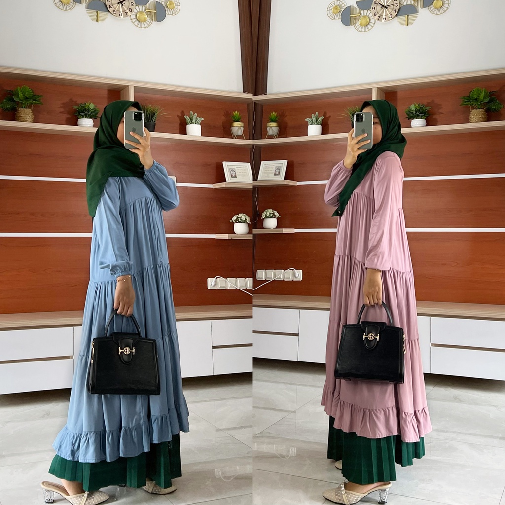 AYANA MIDI by ZALFA OUTFIT / long tunik / dress polos / dress rayon