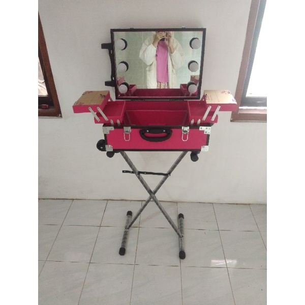 Beauty case lampu full mirror / koper make up / kotak make up