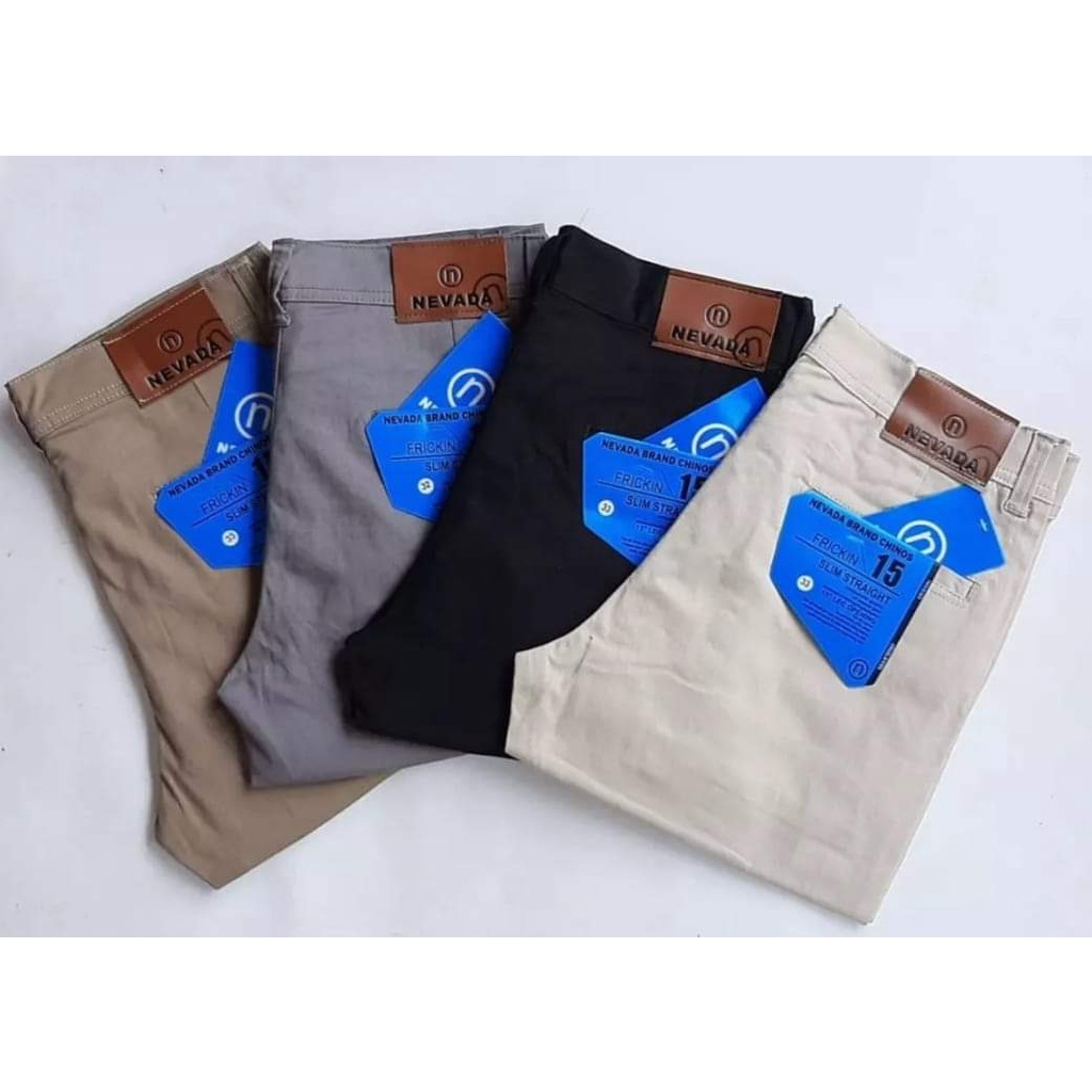 Celana Chinos Panjang Pria Bahan Stretch Slimfit Abu Hitam Krem Mocca Size 27 Sampai 38 JU18