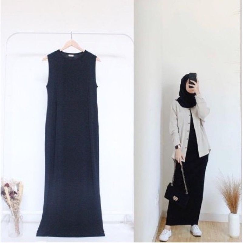 DRESS INNER PANJANG DRESS SPAN MAXI - COD gratis ongkir - inner dress