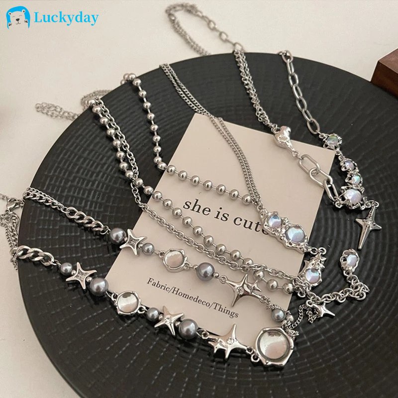 YEEZII Kalung Rantai Choker Hias Liontin Hati Cherry Kristal Mutiara Untuk Wanita