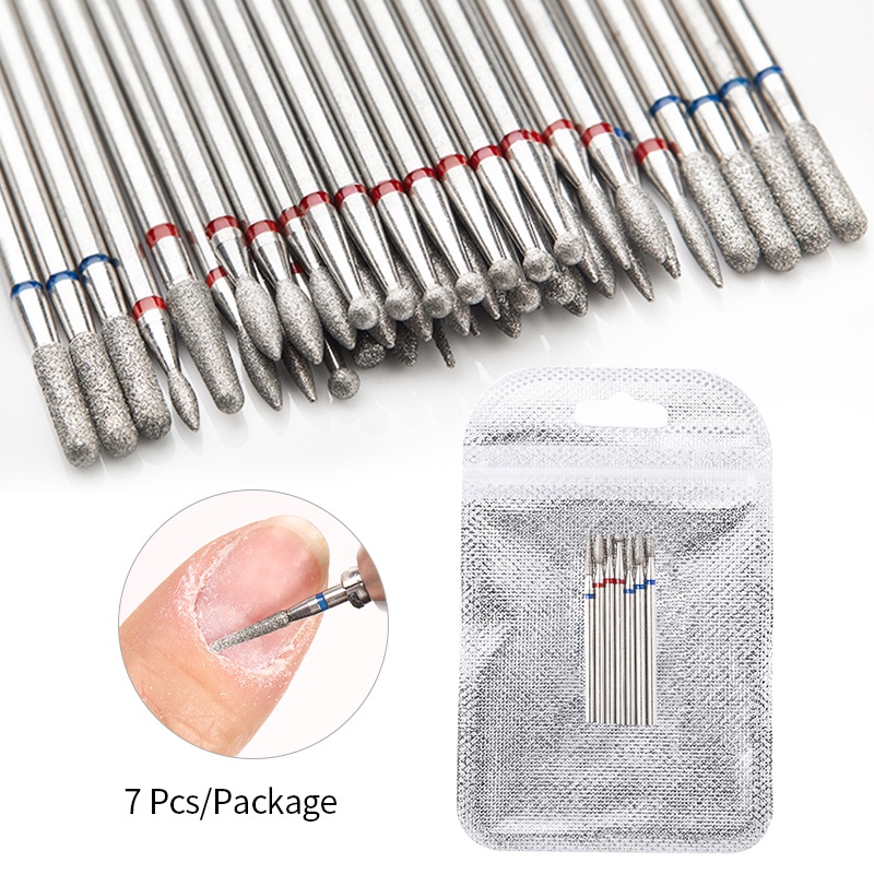 7 Pcs Set Mata Bor Kuku Rotery Listrik Milling Pemotong Pedicure Manicure Nail File Gerinda Kutikula Burr Nail Art Aksesoris