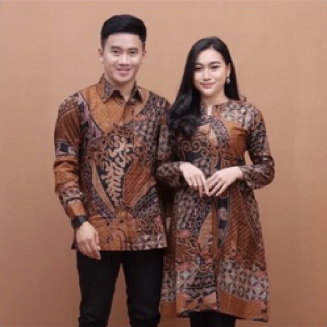 Atasan Tunik Batik Couple Kemeja Batik Pria Best Seller Kain Katun - Motif Kawung Sogan