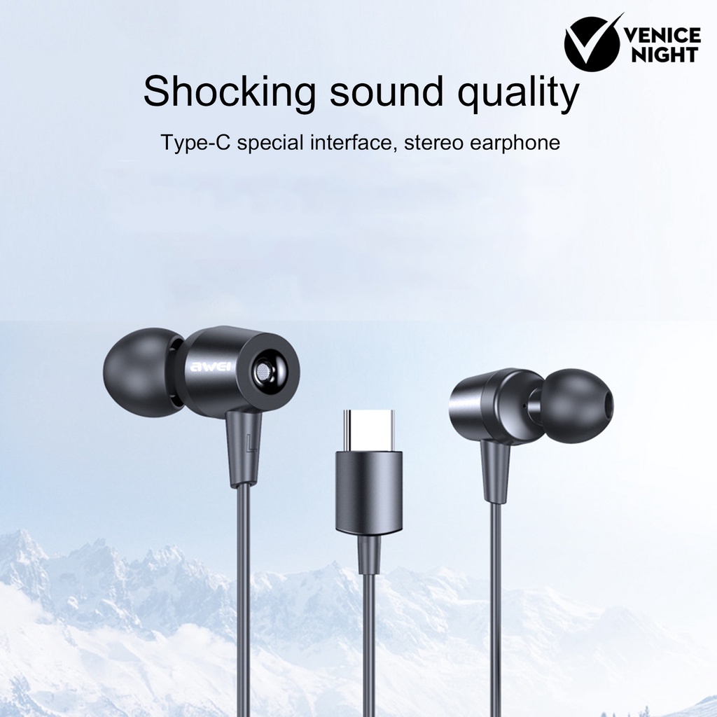 (VNEP) (Berkabel) TC-1 Earbud dengan Mic Stereo Sound TPE Noise Isolation Earphone untuk Panggilan Suara