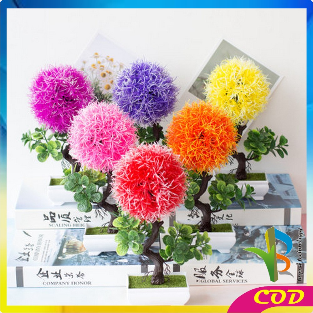 RB-C35-37 Ornamen Pot Bonsai Pajangan Dekorasi Rumah Tanaman Bunga Hias Plastik Artificial Flower