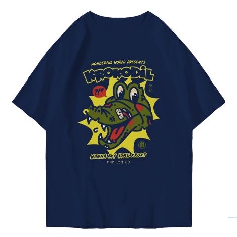 Kaos Oversize Motif Sablon Bergambar Buaya Crocodil Tshirt Katun Unisex Pria Wanita