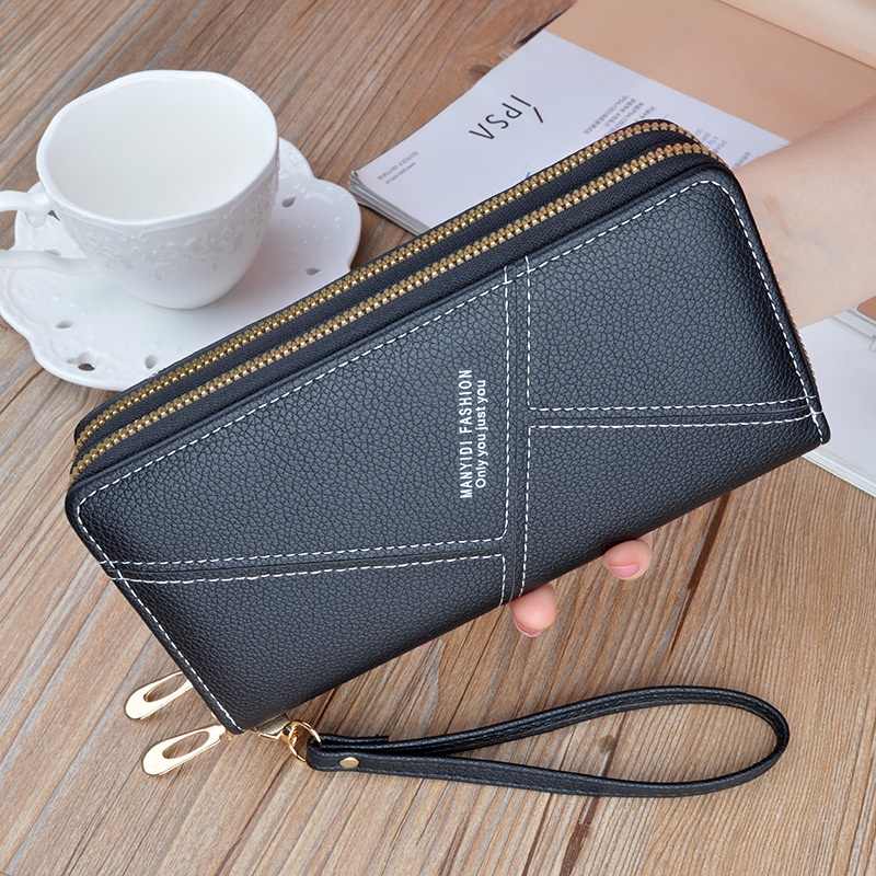 DOMPET PANJANG WANITA IMPORT 2 RESLETING KULIT HITAM CONCILA WA601B5 BESAR MUAT HP TALI PENDEK SLOT KARTU UANG KOIN BRANDED BATAM PREMIUM REMAJA KEKINIAN FASHION KOREA CEWEK MURAH