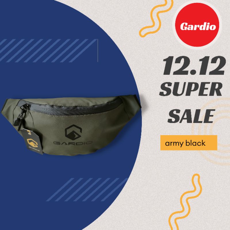 Gardio black navy/army , waistbag anti air , tas selempang full black navy/army