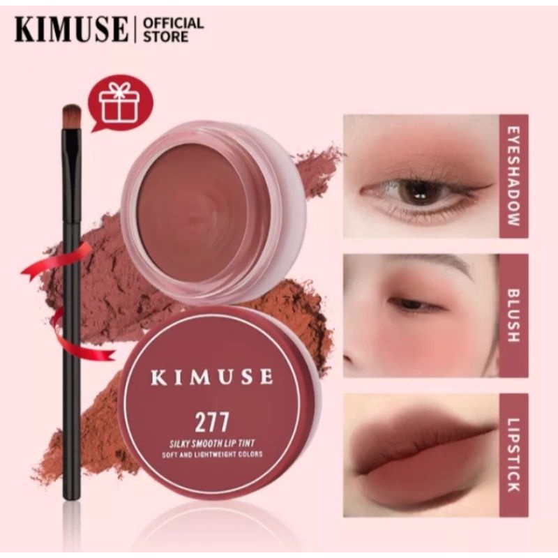 FS_SHOOP KIMUSE Lipstik Matte, Perona Bibir Lumpur dan Pipi Penggunaan Ganda Tahan Air Tahan Lama Ti
