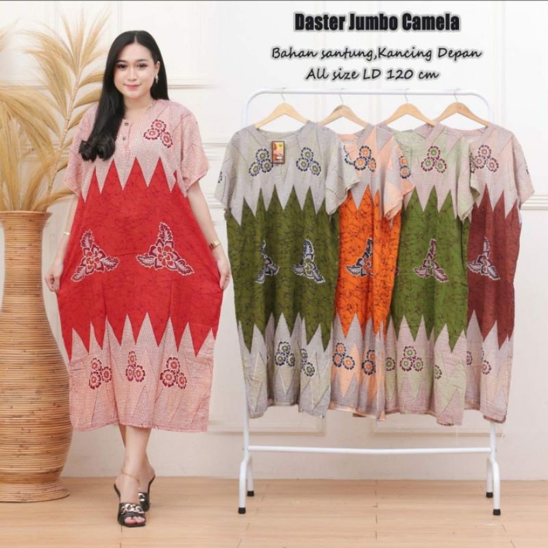 DASTER JUMBO XXL MOTIF BASE CAMILA BUSUI KANCING BUMIL DRESS BAJU TIDUR