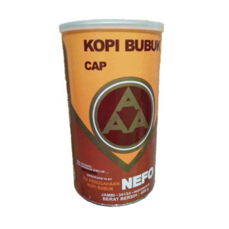 

KOPI MURNI BUBUK HITAM EXCELSA NIKMAT ASLI CAP AAA NEFO JAMBI 450 GR. KOPI BUBUK ARABIKA CAP NEFO AAA KHAS JAMBI 450 GR. KOPI AAA TIN 450 GR , KOPI AAA/KOPI JAMBI 450 GR, KOPI BUBUK HITAM JAMBI, KOPI HITAM JAMBI. KOPI AAA KEMASAN KALENG 450 GR