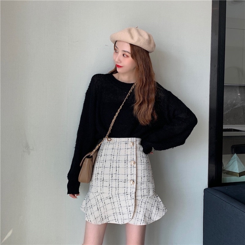 TWEED SKIRT IMPORT ROK WANITA MINI MX617