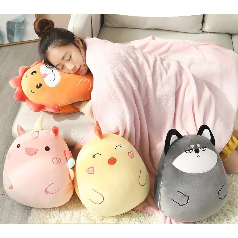 Balmut Boneka Bantal Selimut Travelling Tidur Karakter Lucu