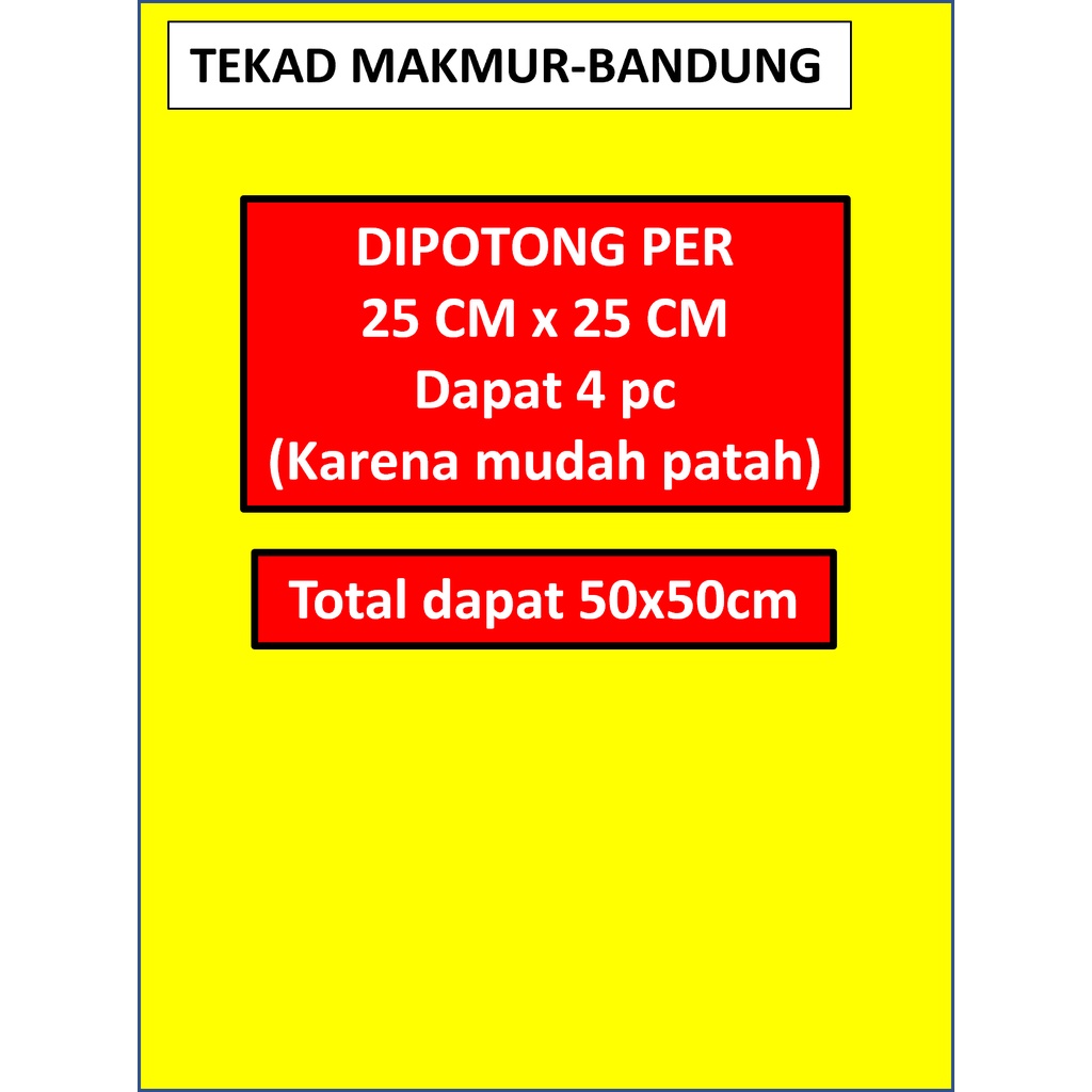 Plat Mika Tahan Api 0.50 mm - Ukuran 50x5O cm - Mika Asbes - Potong 25x25 cm (4 pc)