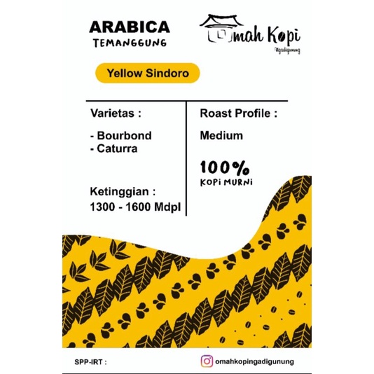 

roastbean bubuk arabika yellow Sindoro 500gr-1kg