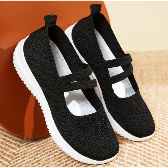 sepatu wanita import sepatu casual empuk 2 tali karet cross strap anti slip