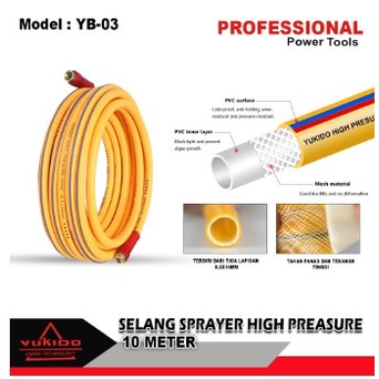 Yukido selang paket 10mtr steam kompresor +stik 20cm steam cuci motor mobil