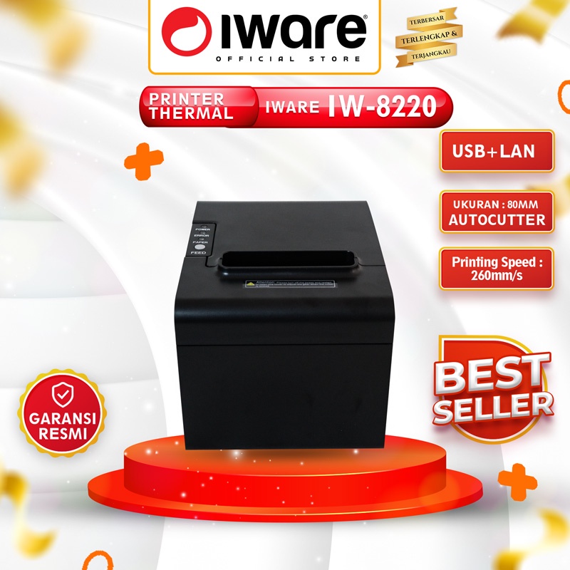 Printer Thermal Kasir 80mm IWARE K-200U D260 IW-8220 K260USE USB LAN SERIAL RJ11 Autocutter Cetak St